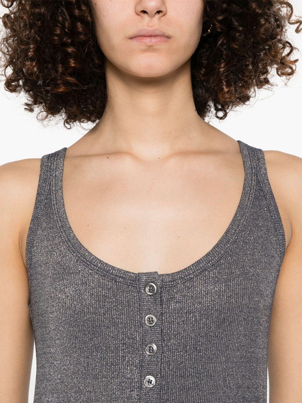 Top a canotta in maglia metallizzata con bottoni 104649A2CQ EI2 PINKO Blu/argento 