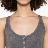 Top a canotta in maglia metallizzata con bottoni 104649A2CQ EI2 PINKO Blu/argento 