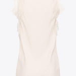 Top jacquard logato con pizzo 100123A01P N96 PINKO White 
