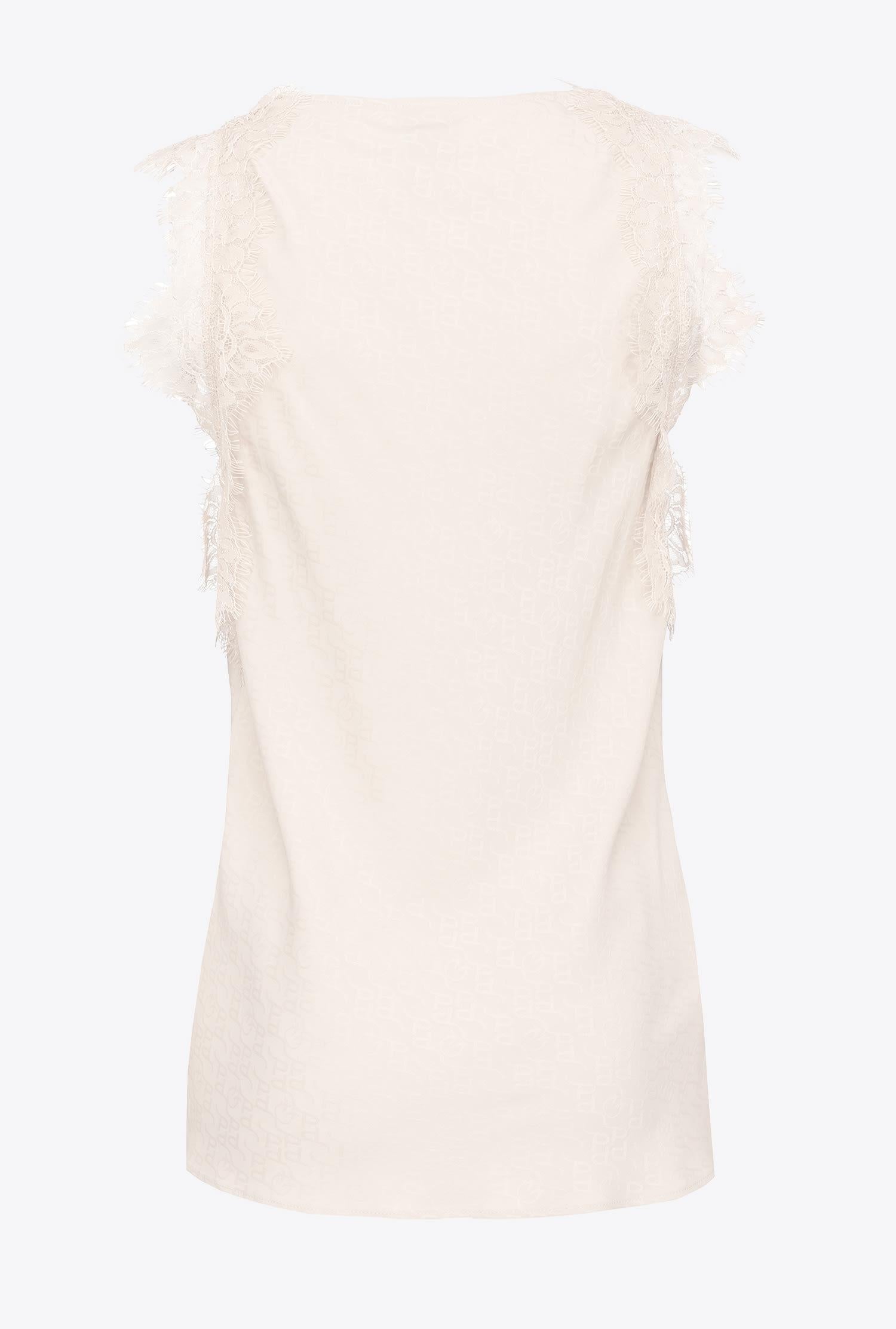 Top jacquard logato con pizzo 100123A01P N96 PINKO White 