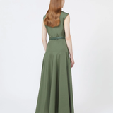 Abito a ruota in popeline di cotone 2616221052600 069 MAX MARA STUDIO Verde militare 