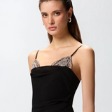 Abito midi aderente con ricamo gioiello 106637A31P Z99 PINKO Nero limousine 