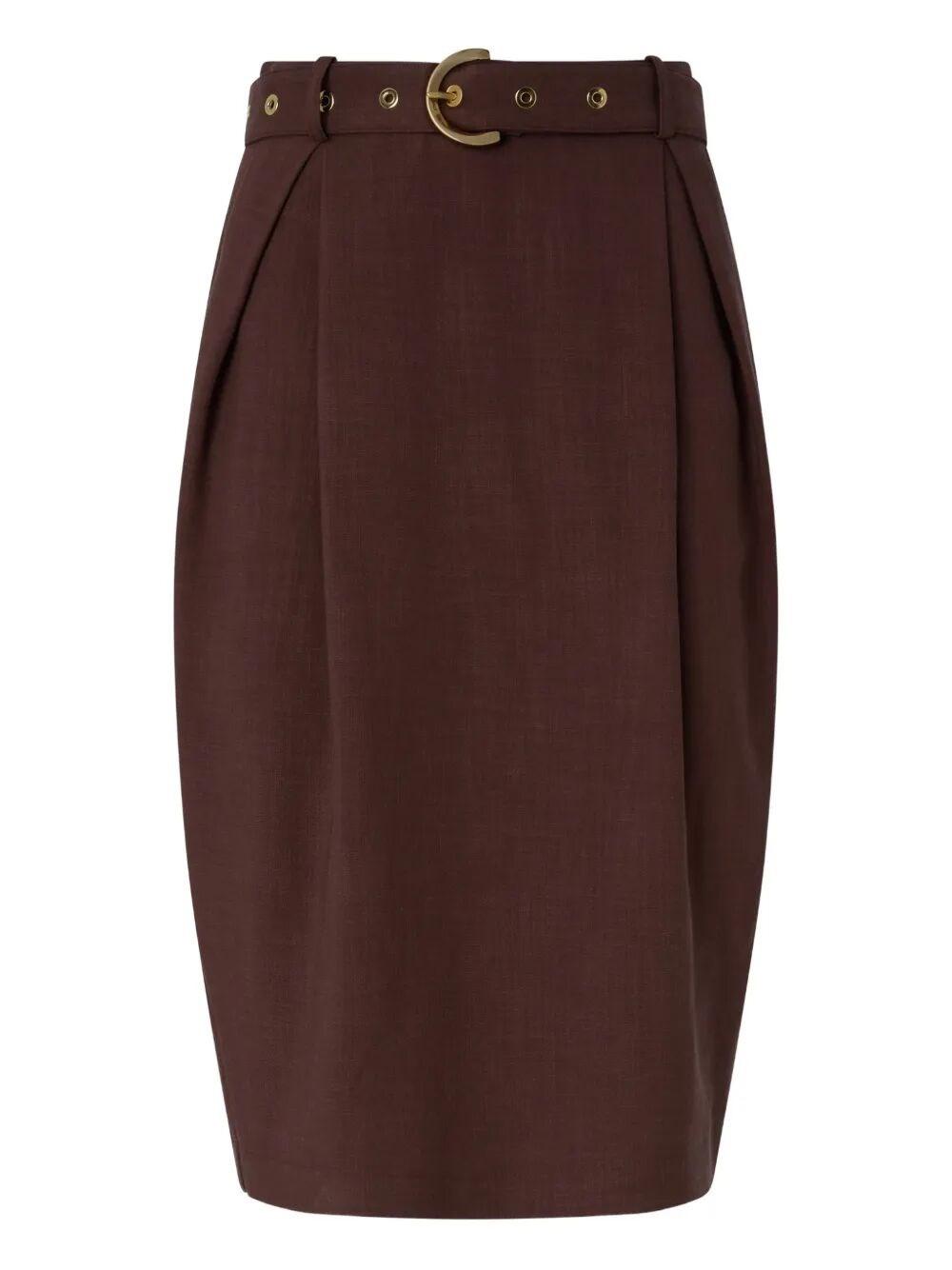 Gonna con cintura in vita 106449A2W6 L78 PINKO Marrone terra x piante 