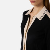 Giacca in maglia con bande in viscosa lucida MK66S61E2 685 ELISABETTA FRANCHI Nero/burro 