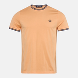 T-shirt con doppia riga M1588 82B FRED PERRY Peach/fhnv/fhnv 