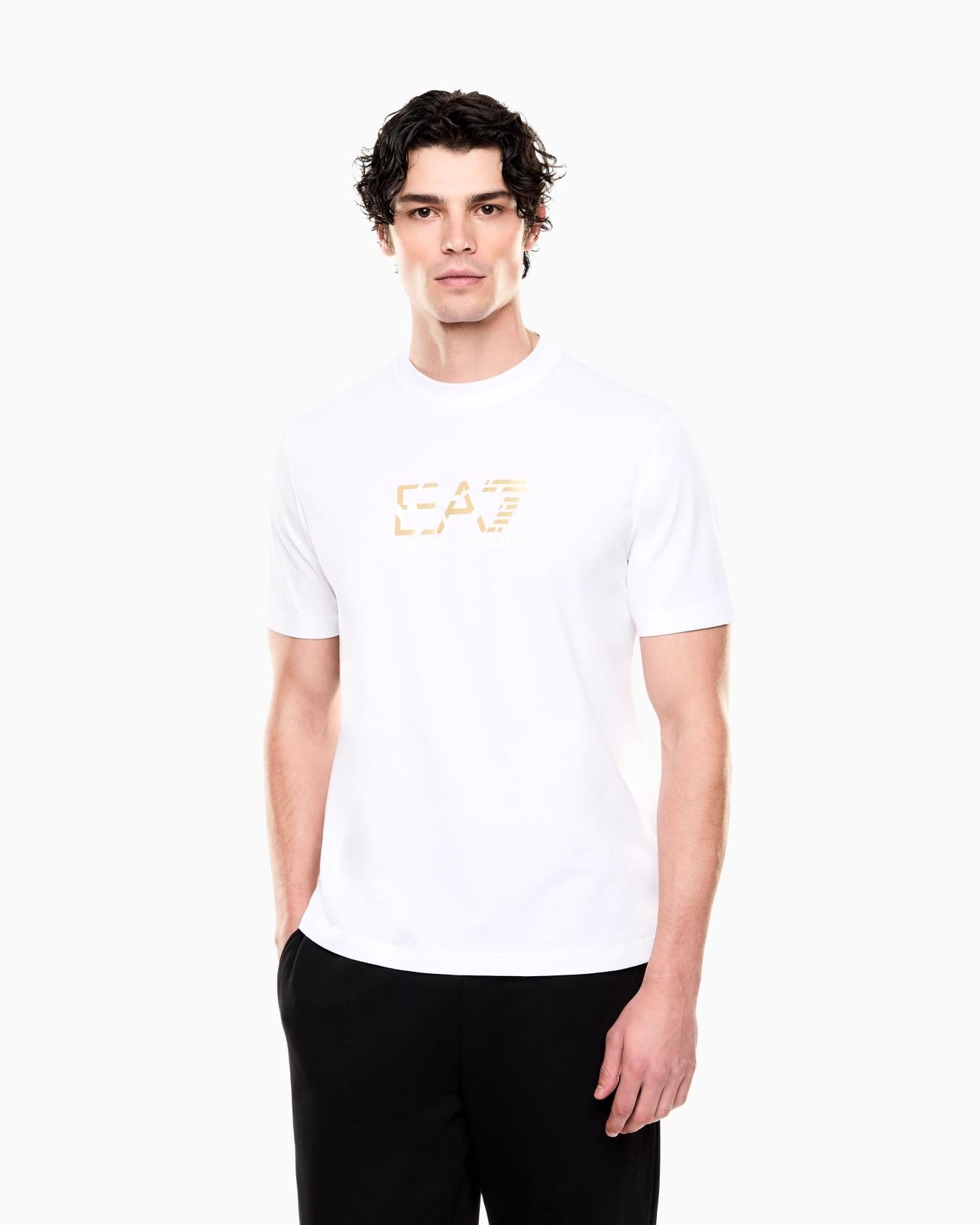T-shirt girocollo Premium Label in jersey di cotone 7M001562 AF17789 U0002 EA7 White 