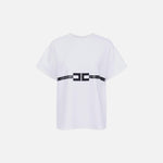 T-shirt in jersey di cotone pesante con logo MA02256E2 270 ELISABETTA FRANCHI Gesso 
