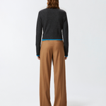 Cardigan corto in lana cachemire con contrasti 104469A277 IE0 PINKO Grigio/turchese 