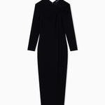 Abito lungo con dettaglio arricciatura in punto Milano stretch EW002783 AF12303 UC001 EMPORIO ARMANI Black 