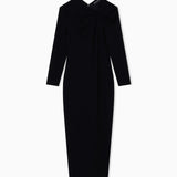 Abito lungo con dettaglio arricciatura in punto Milano stretch EW002783 AF12303 UC001 EMPORIO ARMANI Black 