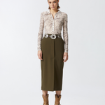 Gonna lunga utility tessuto fluido<BR/><BR/> 104190A18E X93 PINKO Verde-amazzonia 