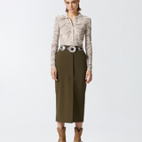 Gonna lunga utility tessuto fluido<BR/><BR/> 104190A18E X93 PINKO Verde-amazzonia 