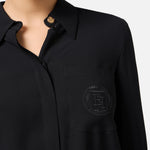 Camicia in georgette con patch logo CA09146E2 110 ELISABETTA FRANCHI Nero 