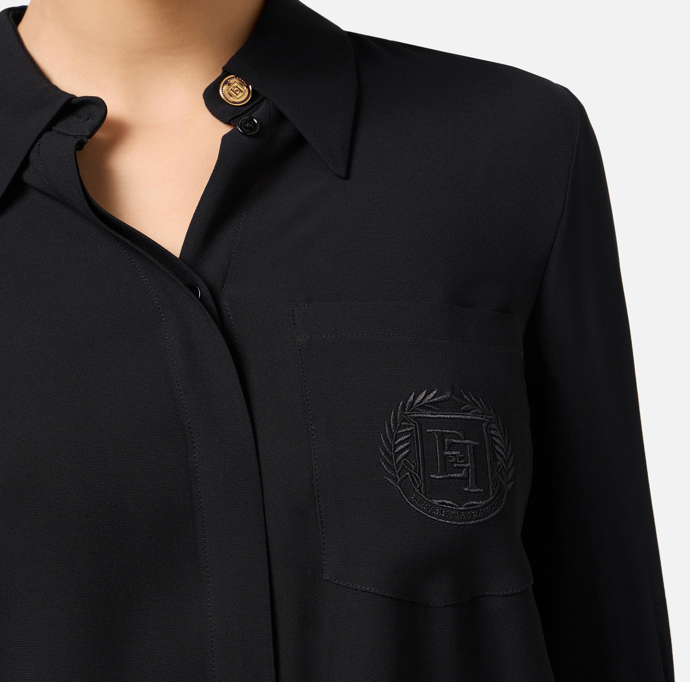 Camicia in georgette con patch logo CA09146E2 110 ELISABETTA FRANCHI Nero 