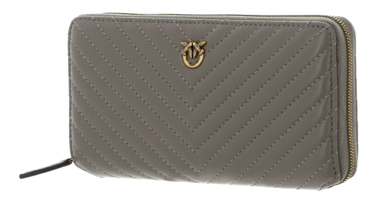Portafoglio in nappa chevron 100250A0GK I68Q PINKO Noce-antique gold 