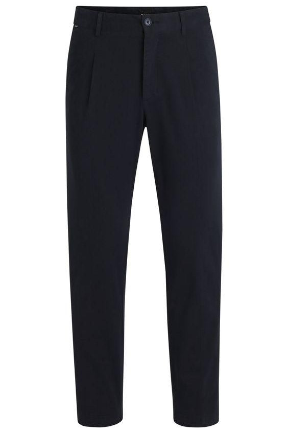 Pantalone in cotone con pinces 50524390 10248208 01 404 BOSS Dark blue 