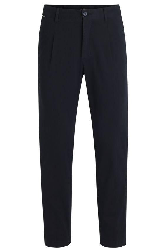 Pantalone in cotone con pinces 50524390 10248208 01 404 BOSS Dark blue 