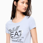 T-shirt in jersey di cotone con logo 7W000977 AF10373 U9309 EA7 Light blue 