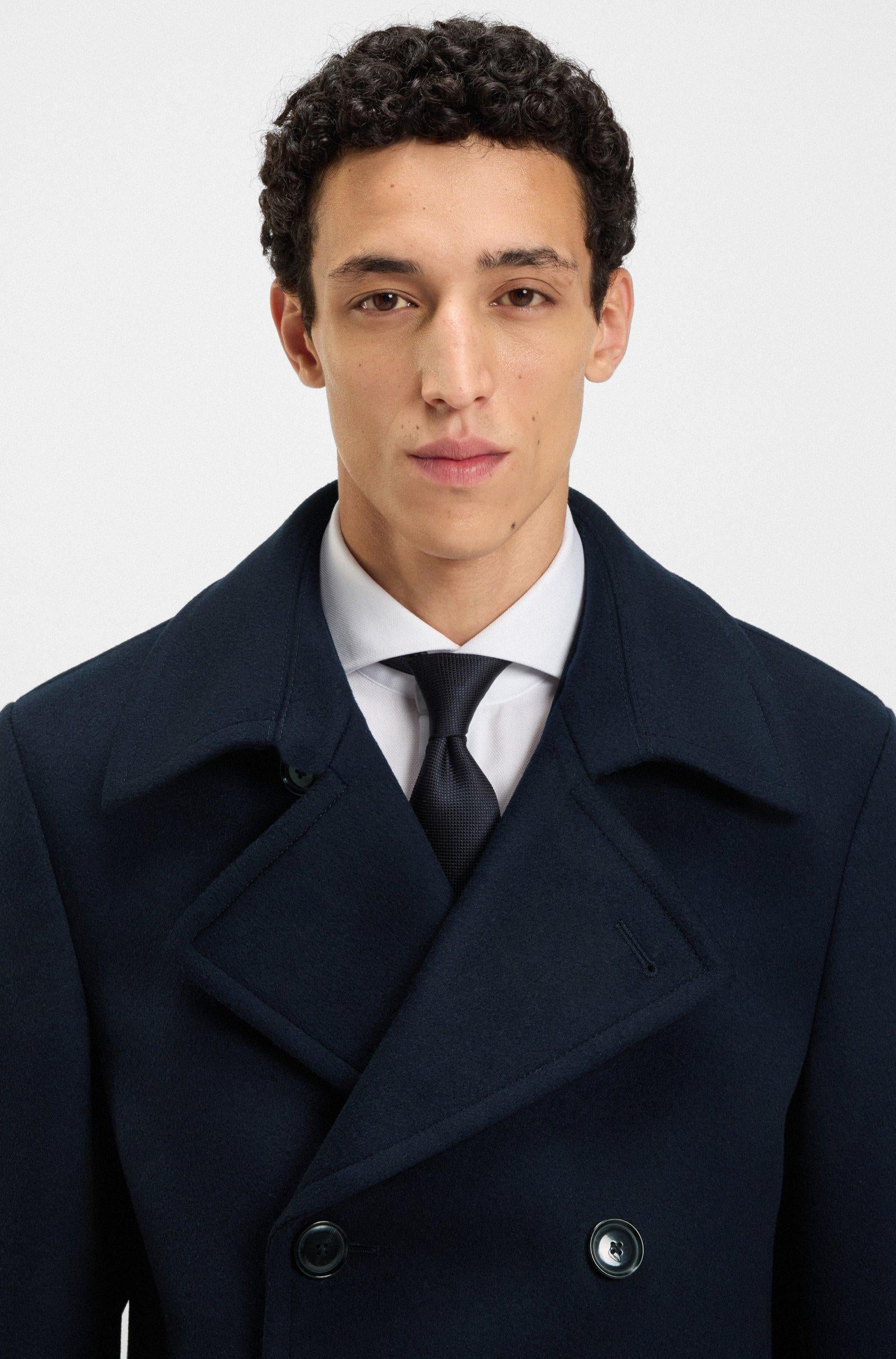Peacoat in lana e cachemire 50551081 10273687 01 404 BOSS Dark blue 