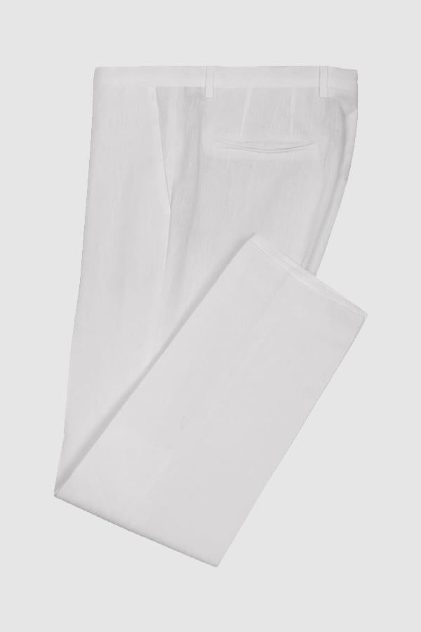 Pantalone in misto lino 50559695 10278166 01 102 HUGO White 
