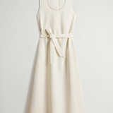 Vestito smanicato in misto lino con cintura CFWWDR2020FRUT3043 8743 WOOLRICH Milky cream 