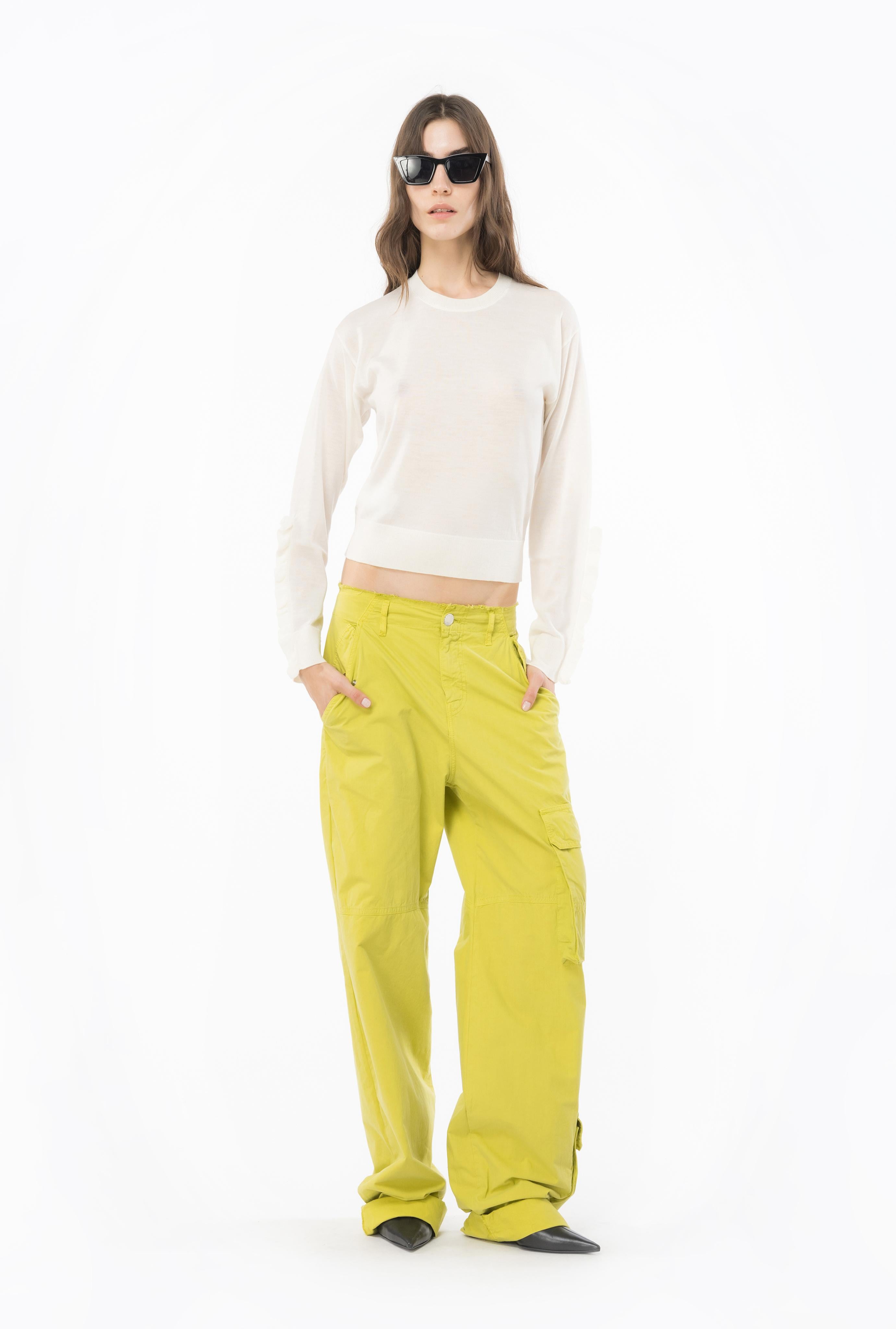 Pullover in lana con rouches 101991A189 Z12 PINKO Latte 