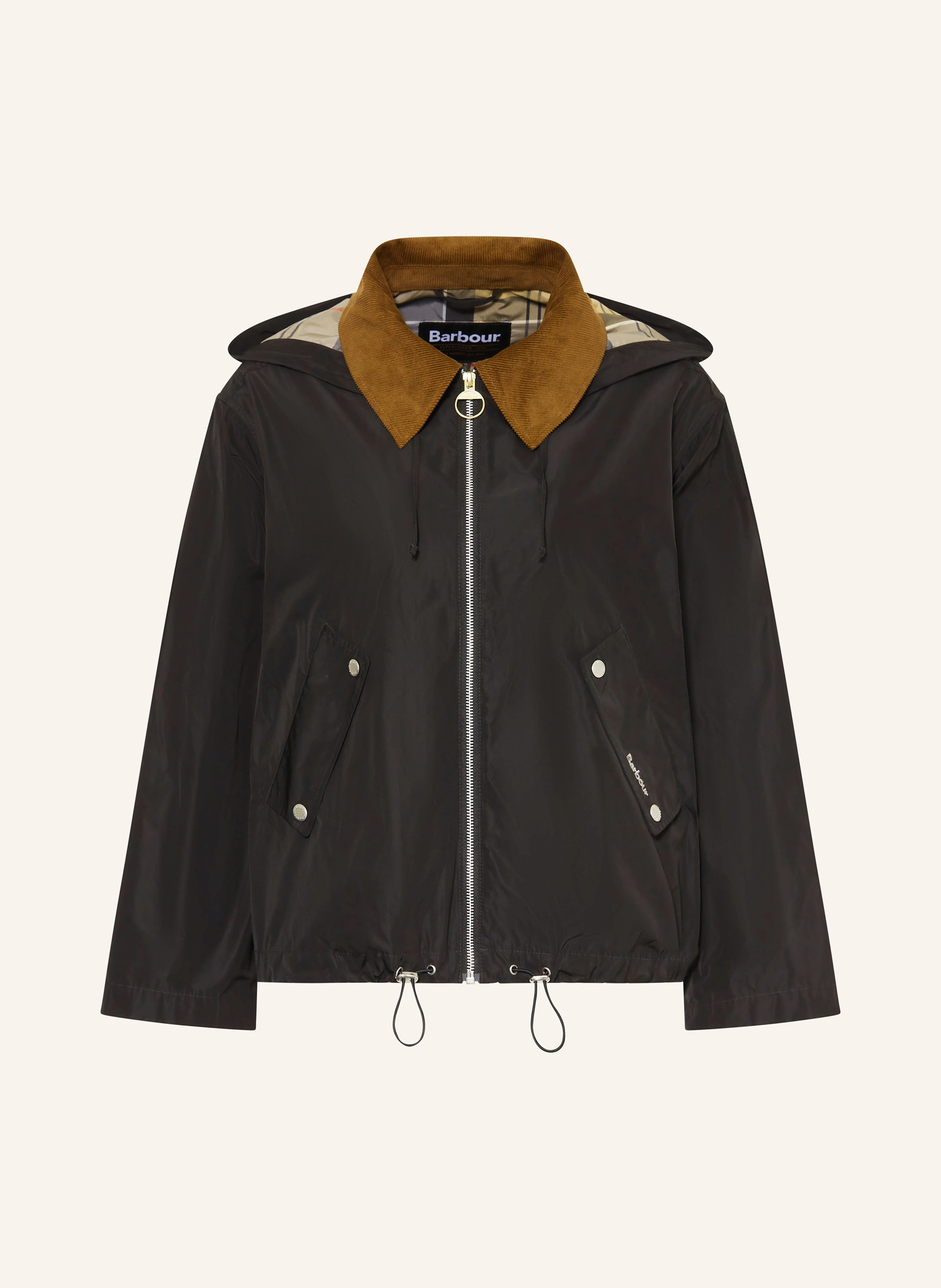 Giubbotto in nylon con cappuccio staccabile LSP0307 LSP BK11 BARBOUR Black/dress tartan 