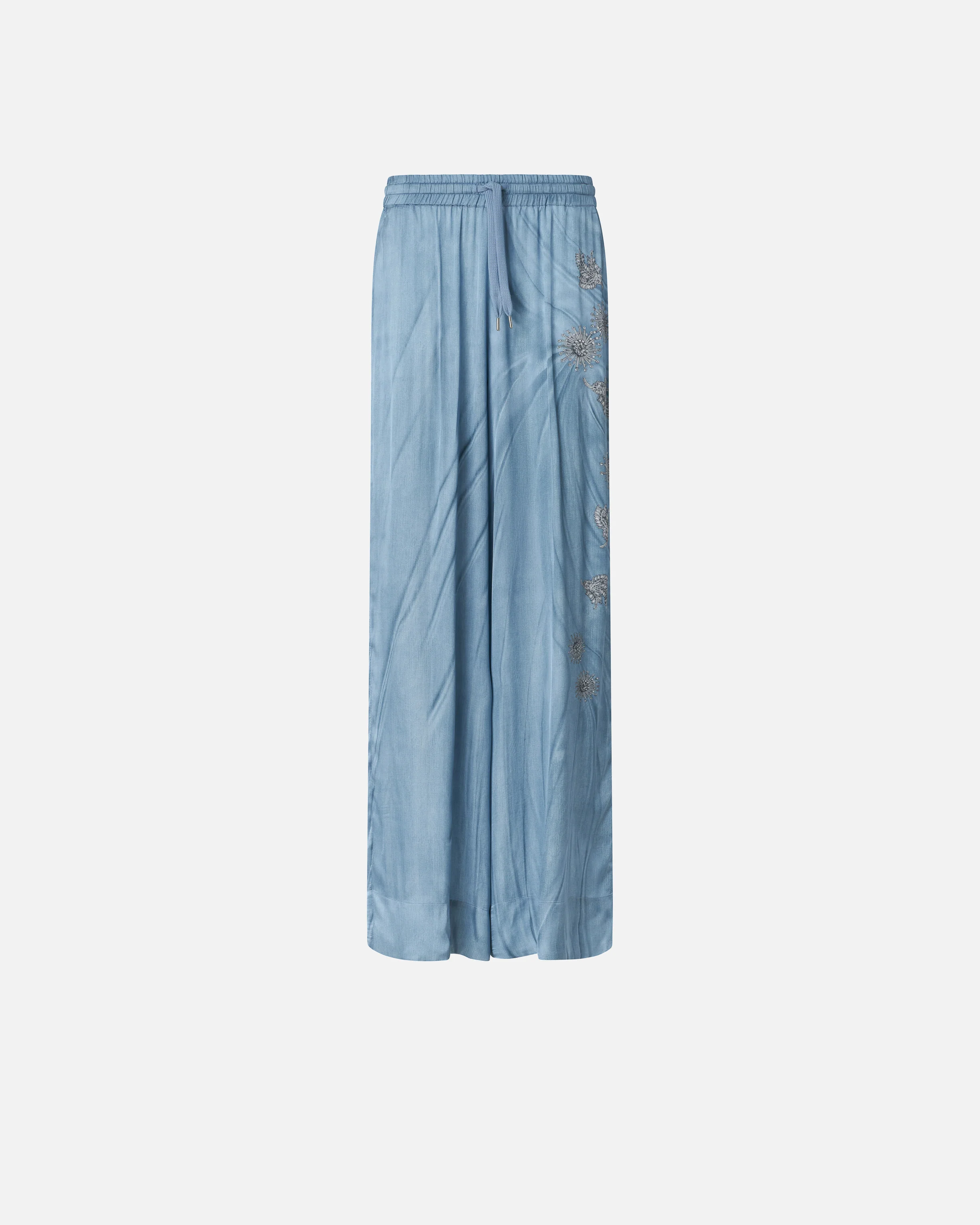 Pantaloni fluidi con stampa gioiello piazzata 106210A37N F15 PINKO Azzurro-denim sbiadito 
