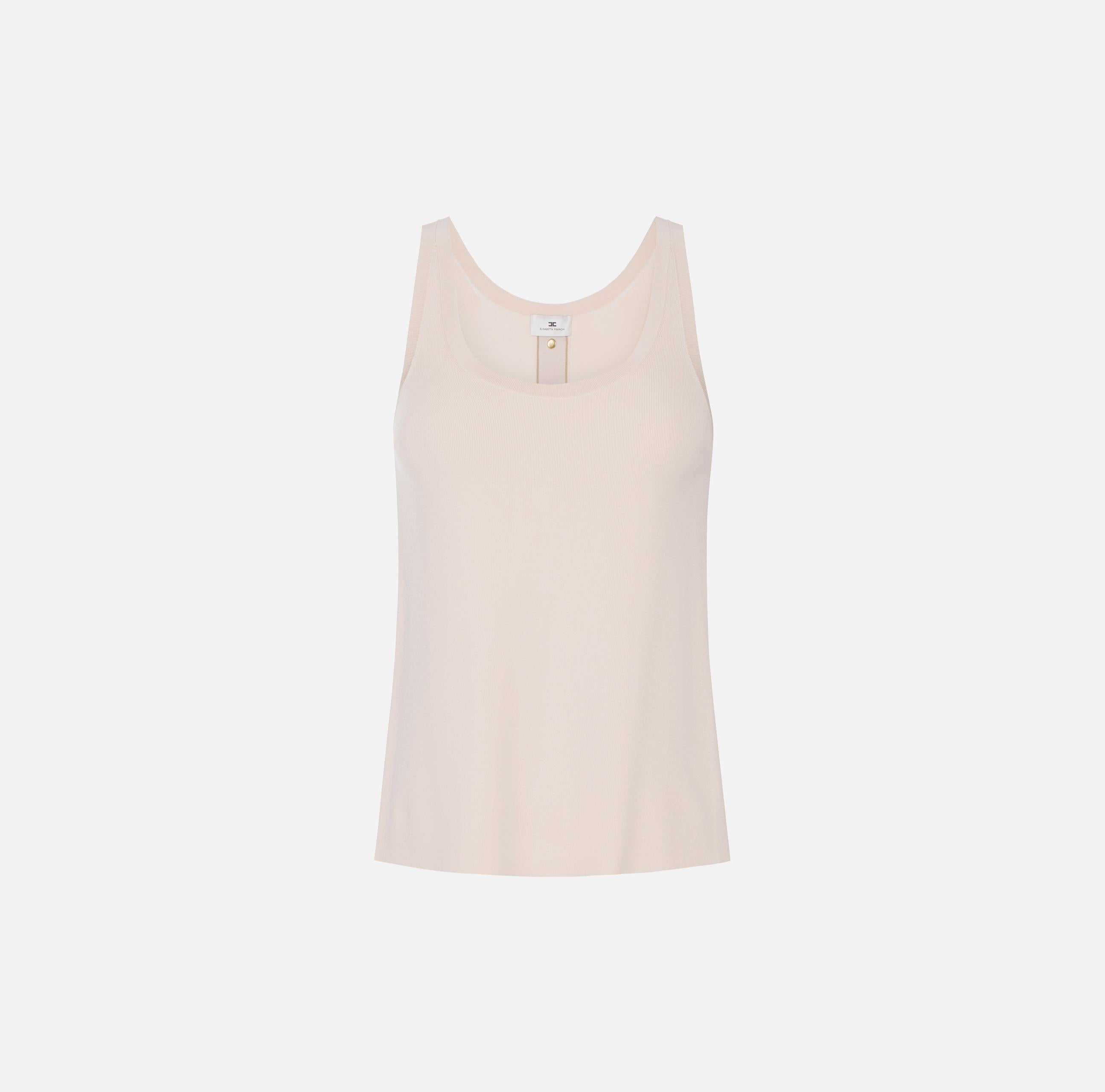 Top in maglia con bande in viscosa lucida TK72S61E2 U69 ELISABETTA FRANCHI Burro/cammello 