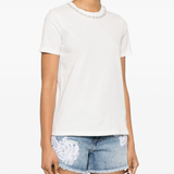 T-shirt manica corta con applicazioni D46EL034APEE3 MF212 ERMANNO FIRENZE Off white/cry 