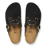 Ciabatta in pelle scamosciata con rivetti BOSTON RIVET 1030491 BLACK BIRKENSTOCK Black 