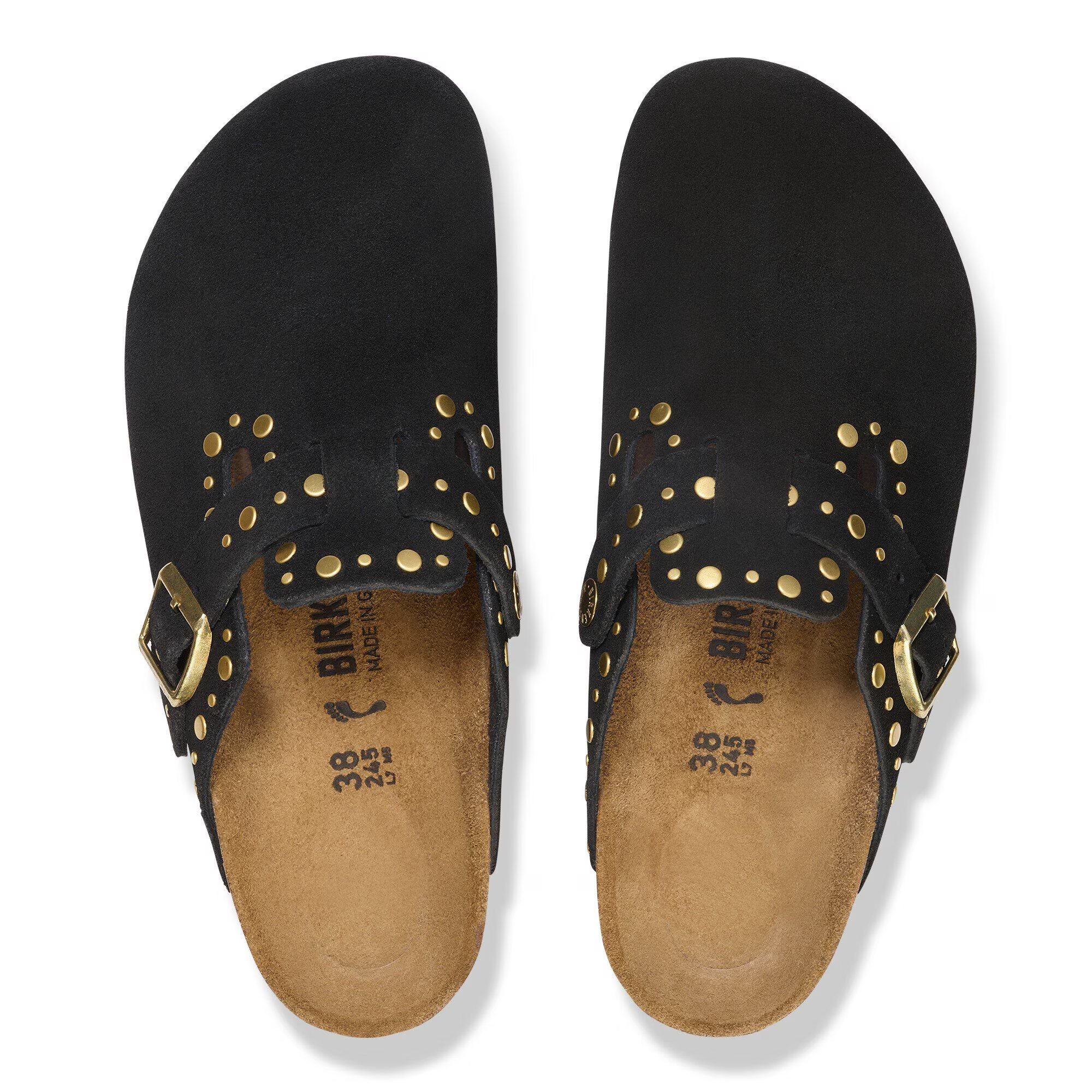 Ciabatta in pelle scamosciata con rivetti BOSTON RIVET 1030491 BLACK BIRKENSTOCK Black 
