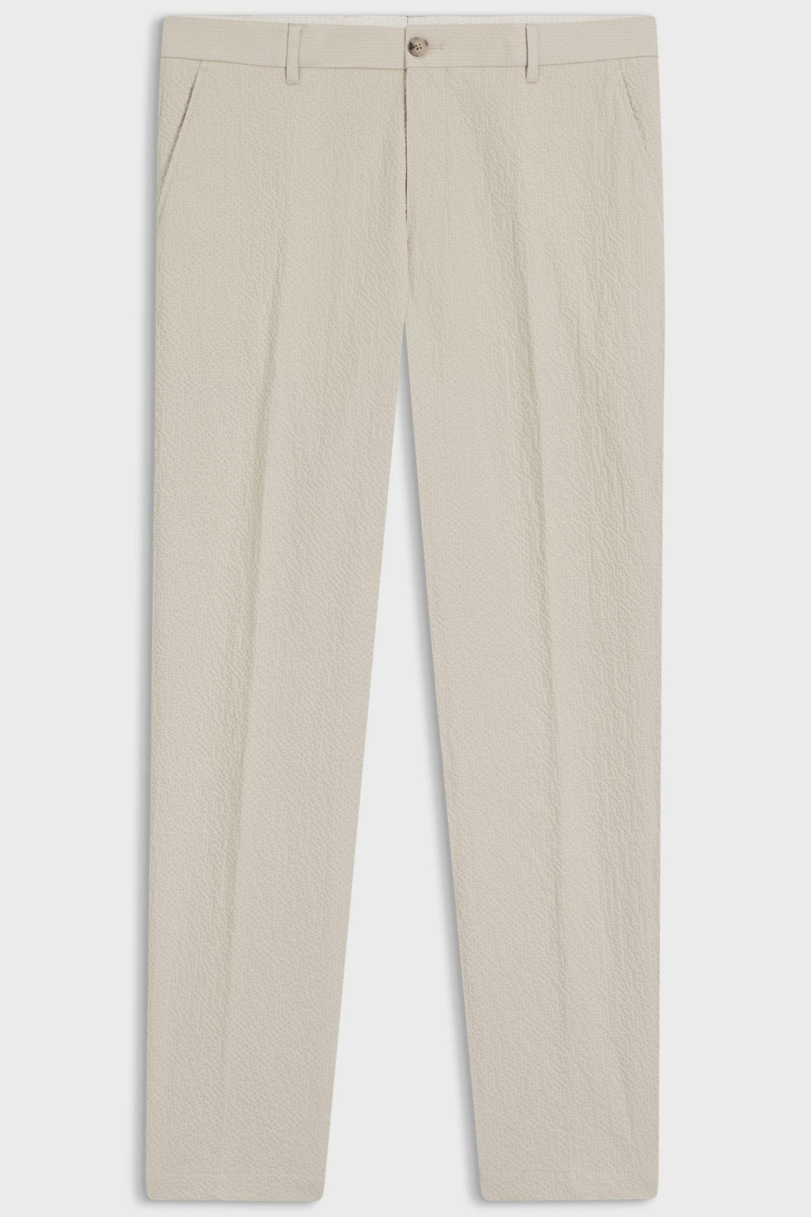 Pantaloni fit affusolato in seersucker di cotone elasticizzato 50561904 10279134 01 286 BOSS Open beige 