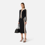 Giacca in maglia con bande in viscosa lucida MK66S61E2 685 ELISABETTA FRANCHI Nero/burro 