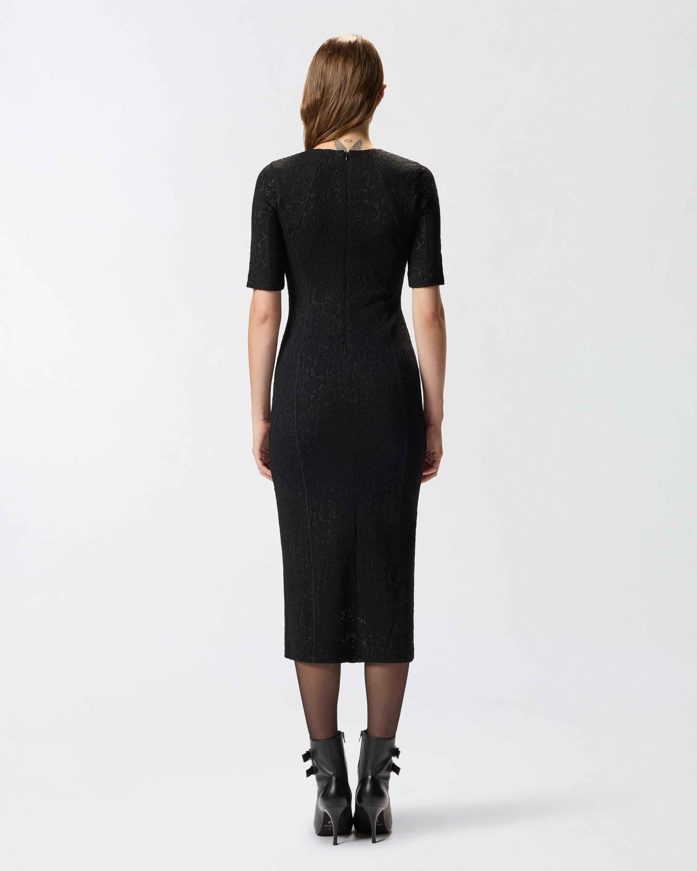 Abito midi in pizzo di maglia 105653A2TW Z99 PINKO Nero limousine 