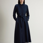 Vestito chemisier in misto lino con cintura CFWWDR2019FRUT3043 3989 WOOLRICH Melton blue 
