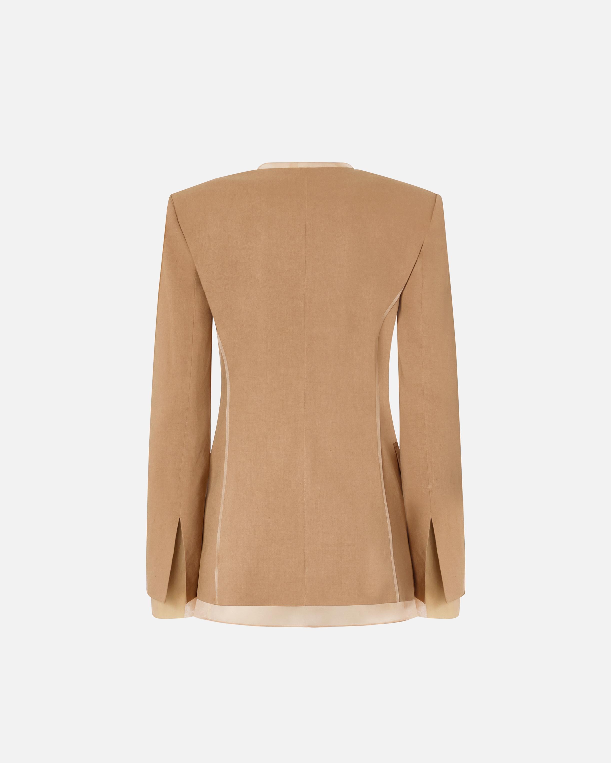 Giacca con rifiniture in tulle 104674A2EE L31 PINKO Marrone-tordo 