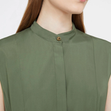 Abito a ruota in popeline di cotone 2616221052600 069 MAX MARA STUDIO Verde militare 