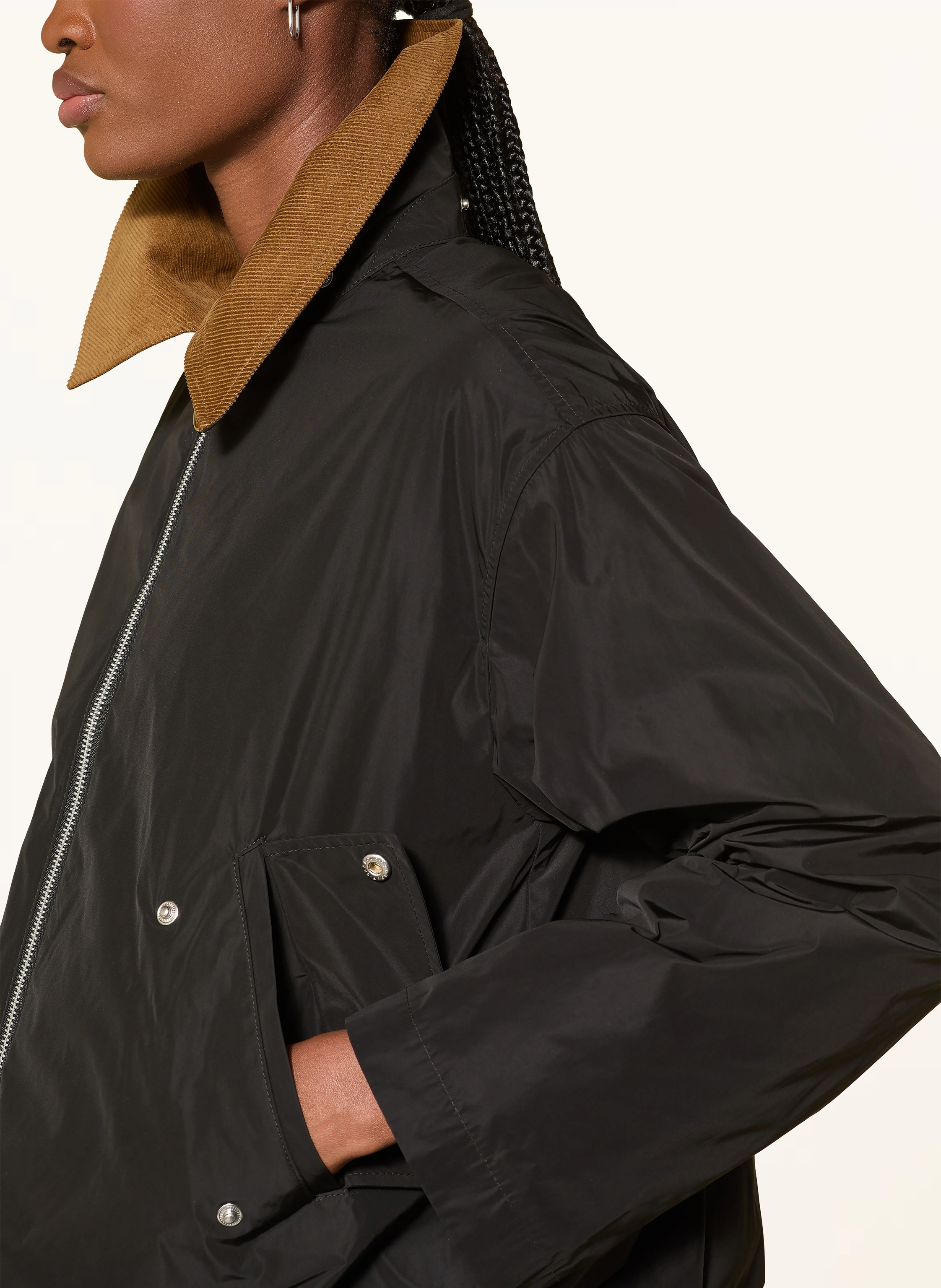 Giubbotto in nylon con cappuccio staccabile LSP0307 LSP BK11 BARBOUR Black/dress tartan 