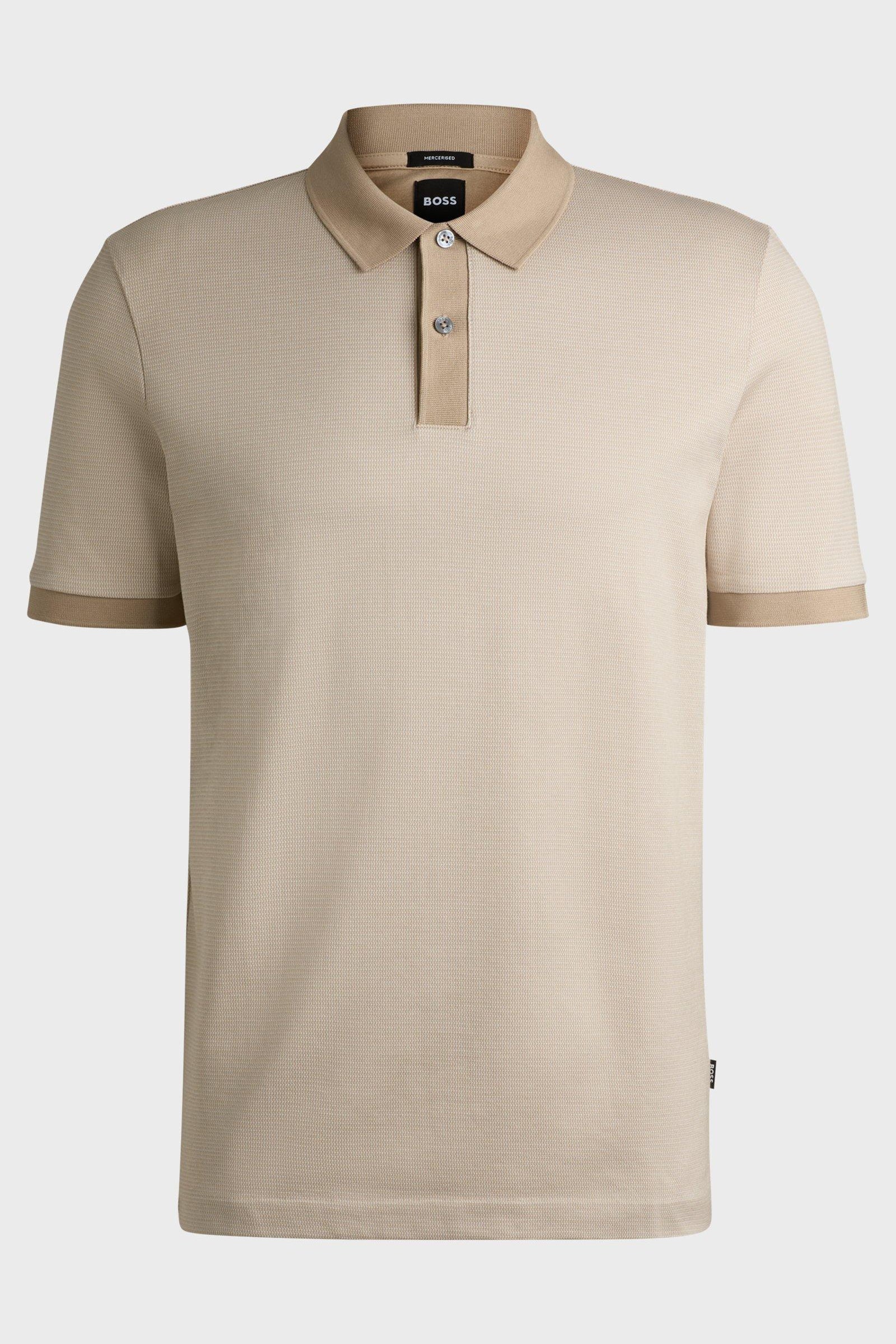 Polo in cotone mercerizzato con micromotivo 50532246 10269508 01 275 BOSS Light beige 