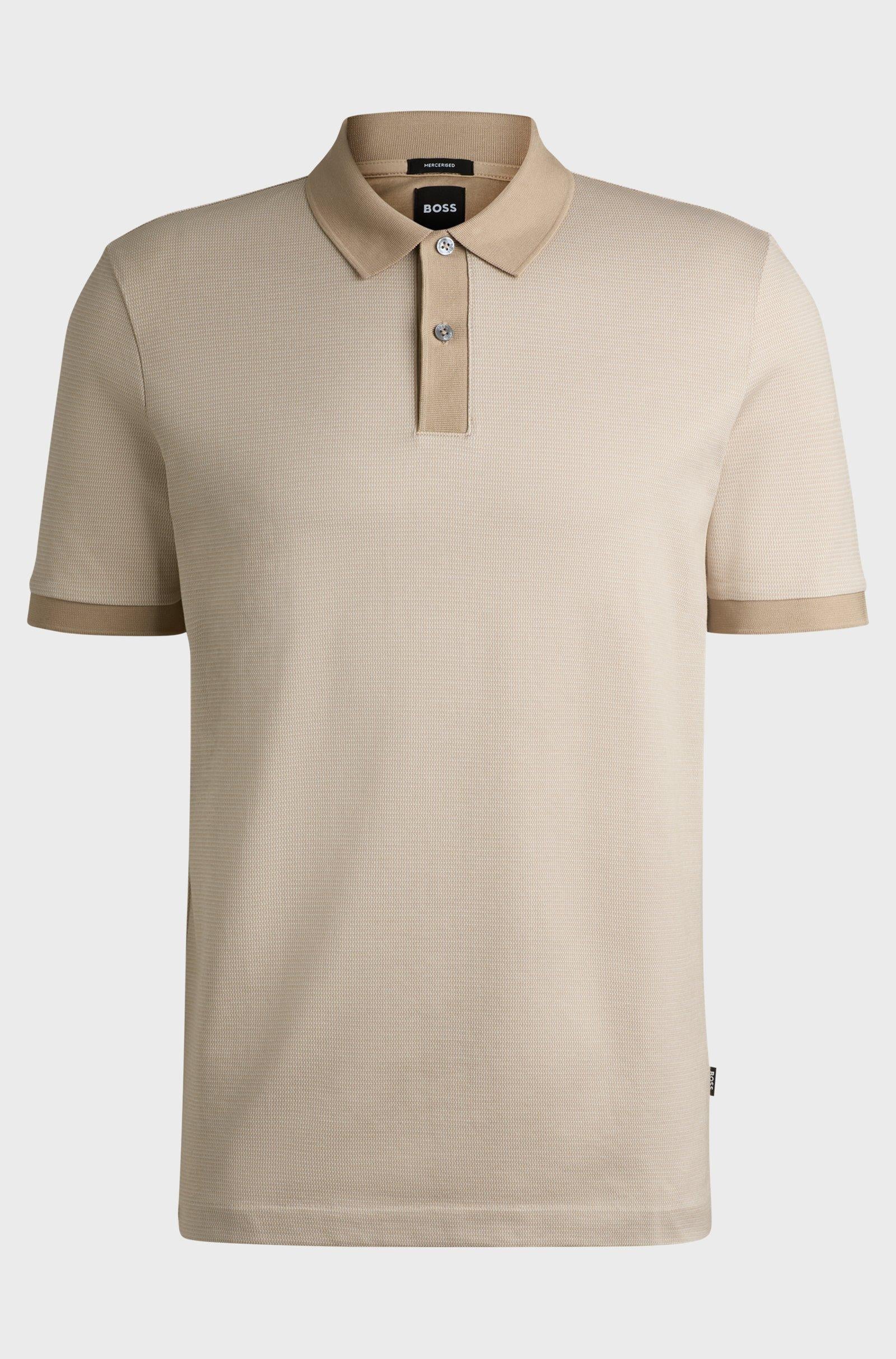 Polo in cotone mercerizzato con micromotivo 50532246 10269508 01 275 BOSS Light beige 