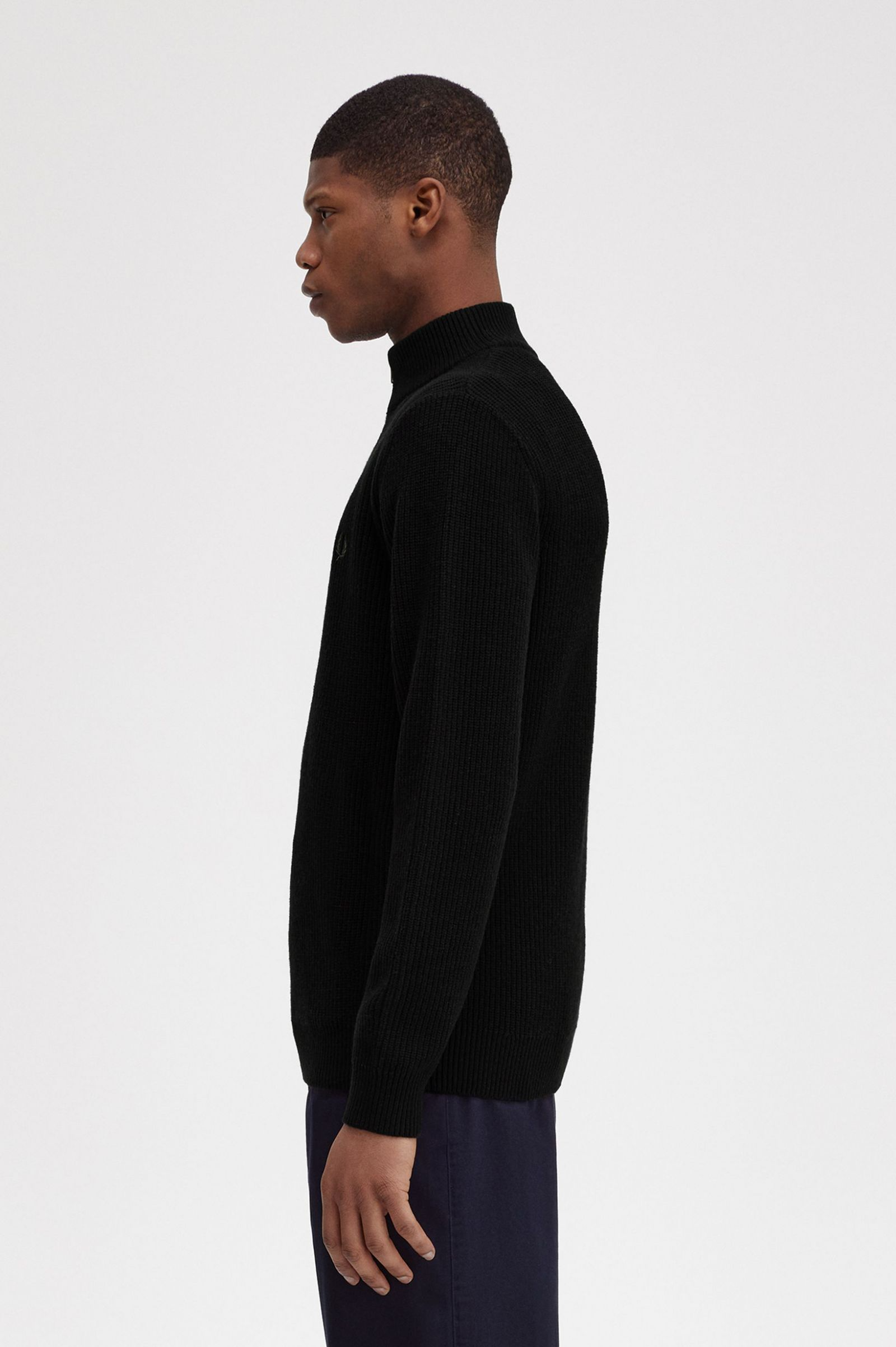 Maglia a coste mezza zip K6540 102 FRED PERRY Black 