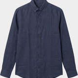 Camicia button down in lino 50556077 10261979 01 404 BOSS Dark blue 