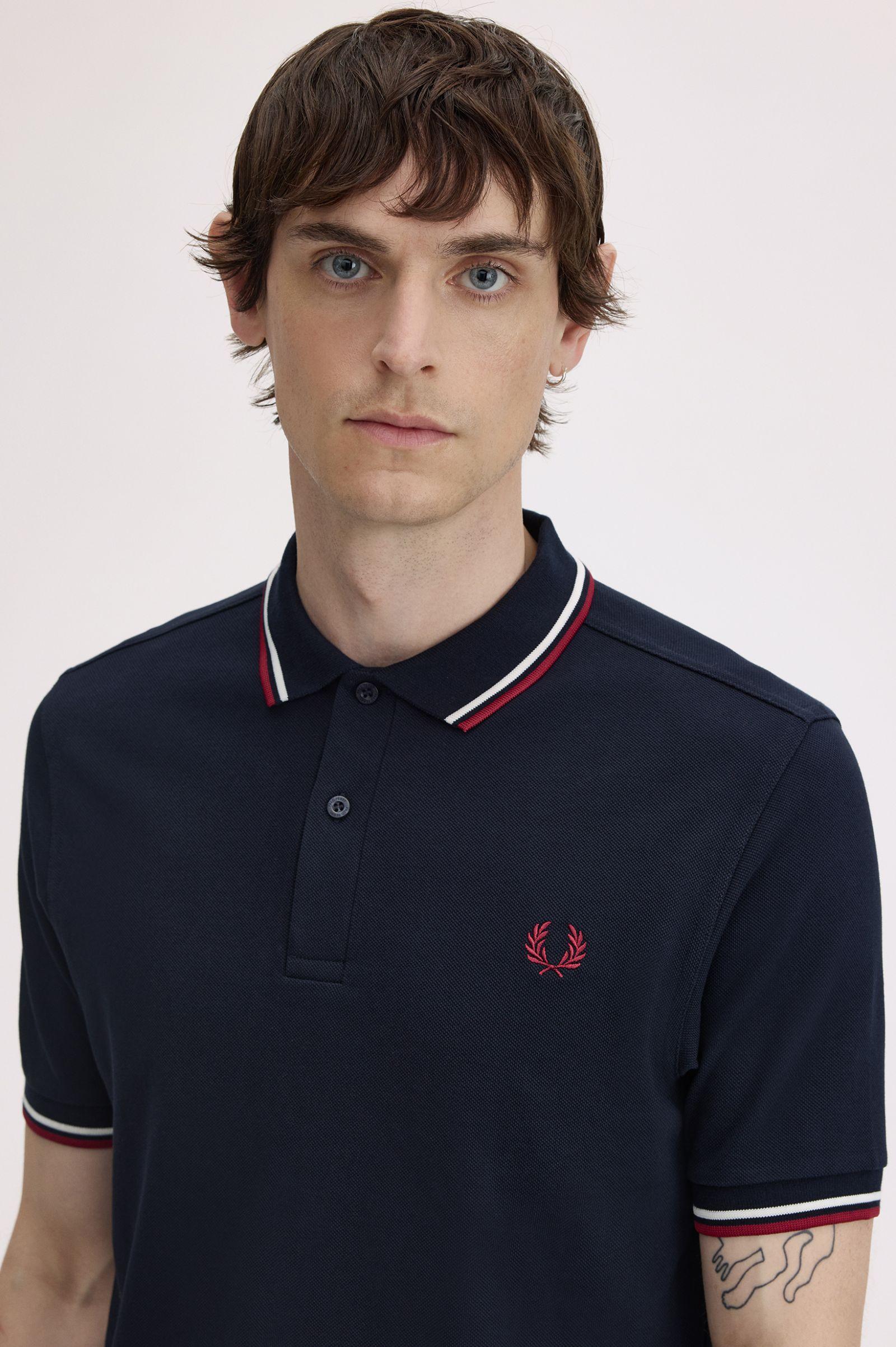 Polo manica corta M3600 T55 FRED PERRY Nvy/swht/bntred 