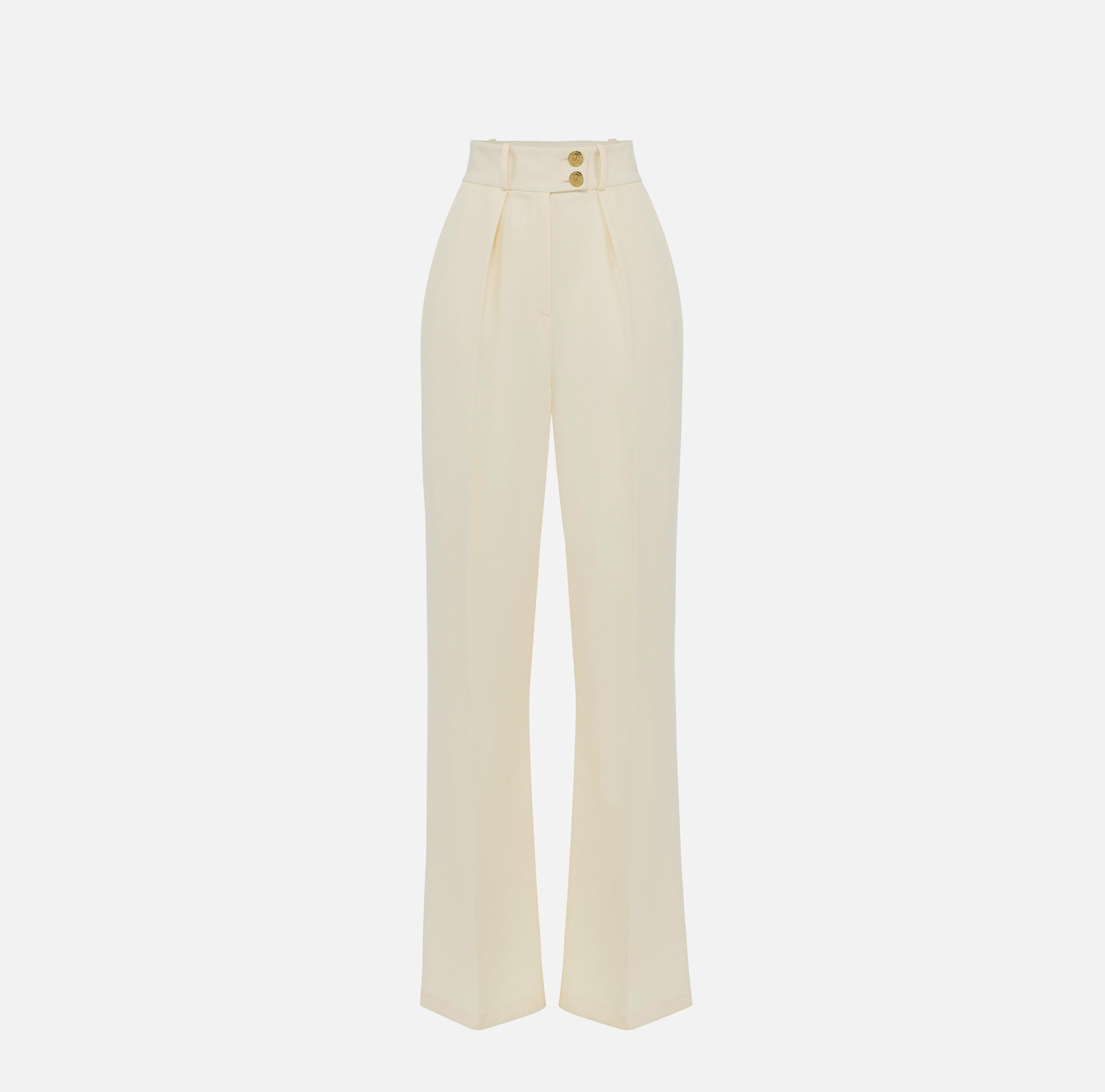 Pantaloni in crêpe fluido con bottoni dorati PA06451E2 DC7 ELISABETTA FRANCHI Lemonade 