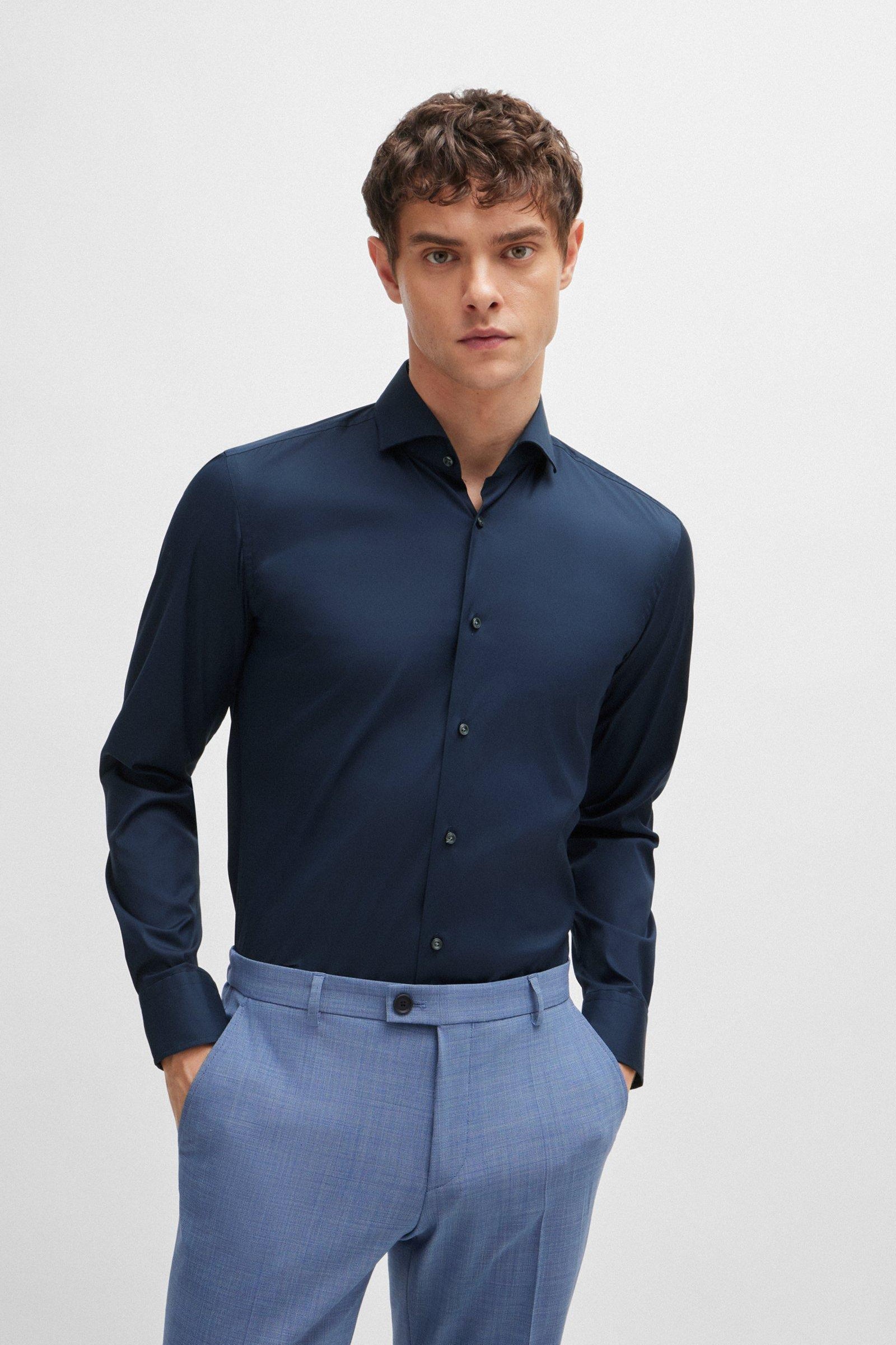 Camicia slim fit in cotone elasticizzato 50479915 10151300 03 410 BOSS Blue 