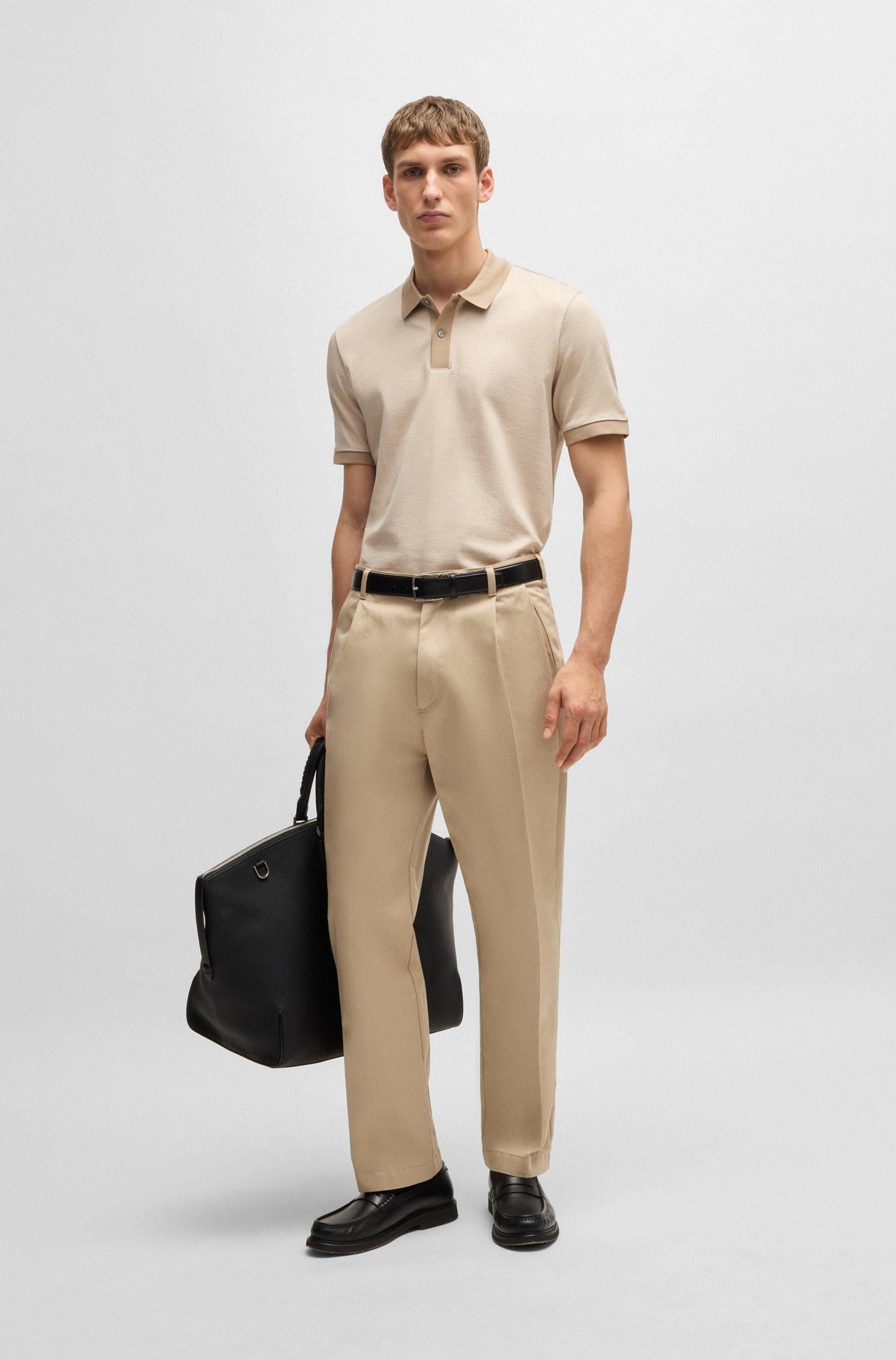 Polo in cotone mercerizzato con micromotivo 50532246 10269508 01 275 BOSS Light beige 