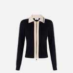 Giacca in maglia con bande in viscosa lucida MK66S61E2 685 ELISABETTA FRANCHI Nero/burro 