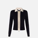 Giacca in maglia con bande in viscosa lucida MK66S61E2 685 ELISABETTA FRANCHI Nero/burro 