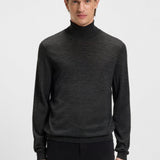 Maglia collo alto in lana merinos 50468262 10241489 01 002 BOSS Black melange 